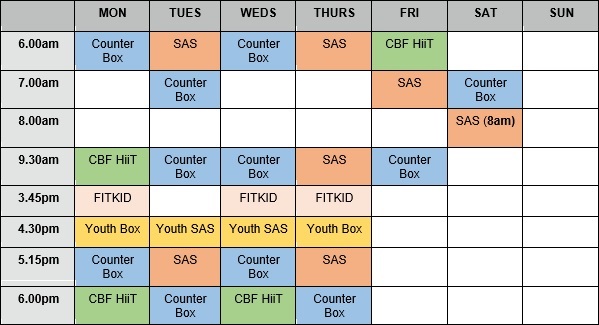 CBF class timetable